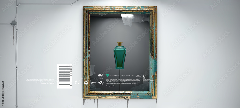 Elegant dramatic museum gallery display scene template for product presentation with movie poster design style 3d realistic vector - obrazy, fototapety, plakaty 