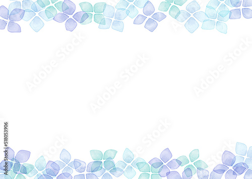 Fototapeta Naklejka Na Ścianę i Meble -  水彩の紫陽花フレーム3