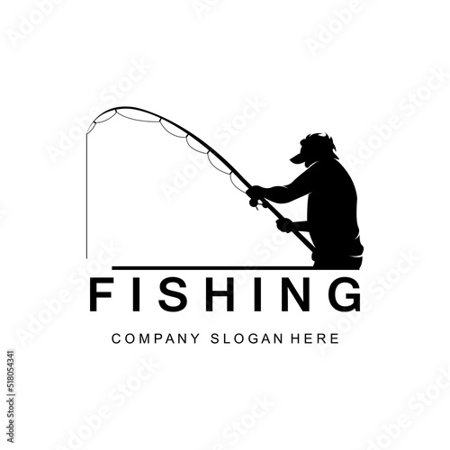 Fishing Logo Design, Fish Hunting Vector Illustration