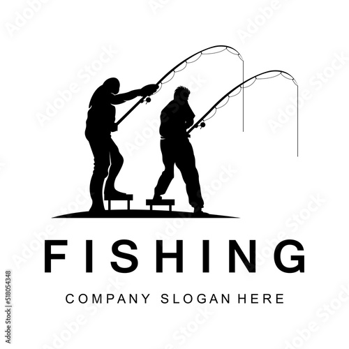 Fishing Logo Design, Fish Hunting Vector Illustration