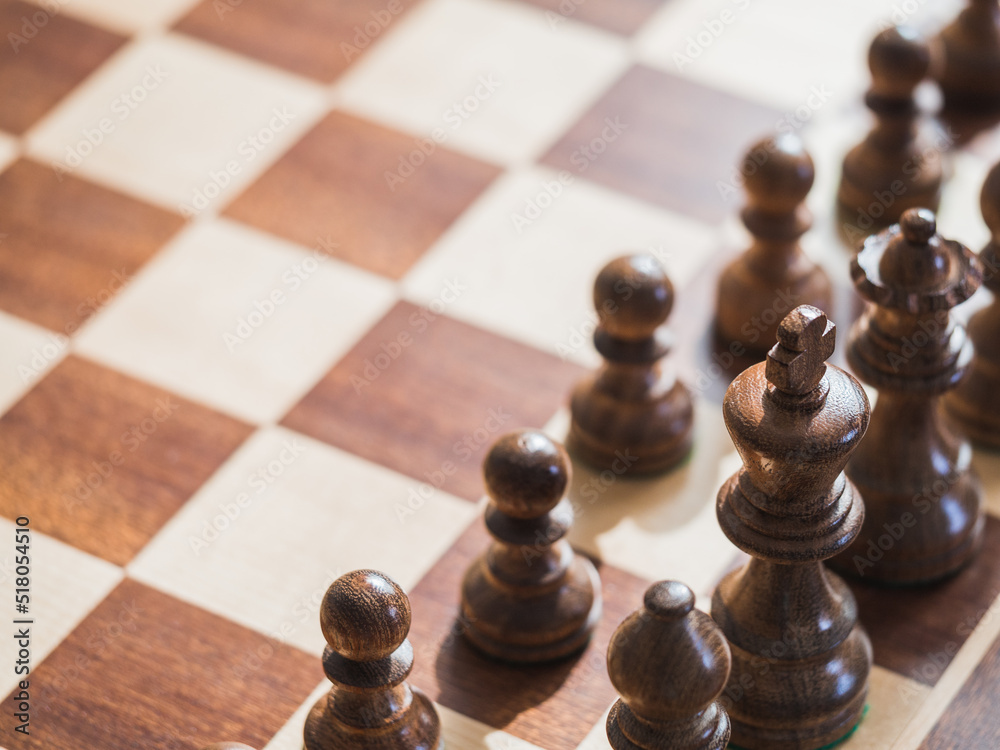 Wooden professional chess pieces with copy space on the chessboard Wooden professional chess pieces with copy space on the chessboard