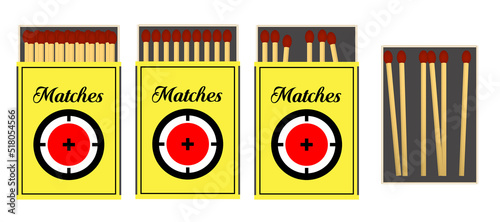 realistic gas lighters of various colors. burning 

match with fire opened matchbox burnt matchstick.

