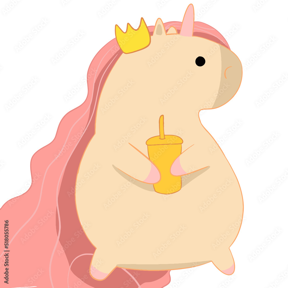 a chubby beautiful unicorn in a crown wipes off to the side a chubby beautiful unicorn in a crown wipes off to the side