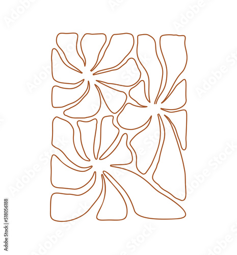 Vector 70s monoline naive art flower groovy hippie funny boho palette in rectangular shape. Great for fabric, giftwrap scrapbooking, package, poster card