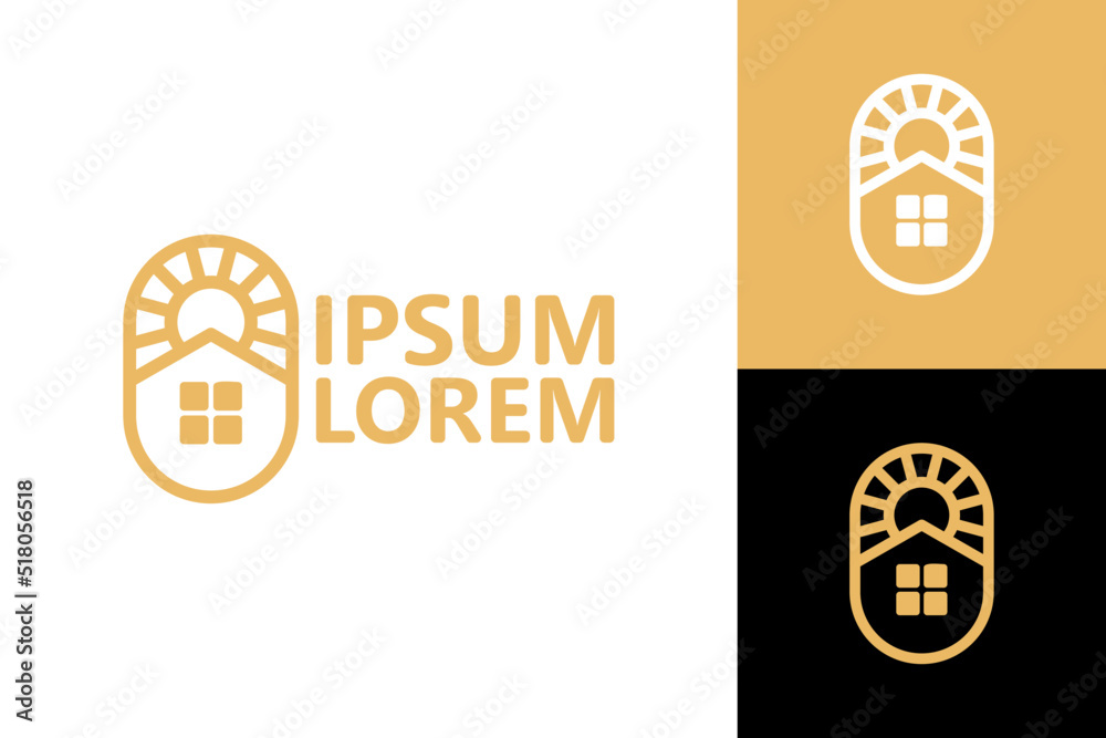Sun and house logo template design vector Sun and house logo template design vector