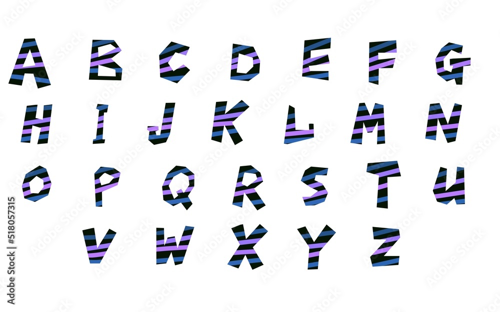Fototapeta premium Alphabet set for cards and gifts and kids and kindergarten and stickers and hobbies