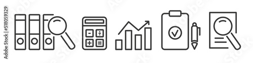 Collection of audit Vector Line Icons. Pictogram Set on white Background - 01