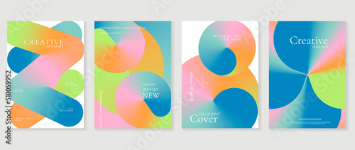 Abstract vibrant gradient background vector. Futuristic style cover template with shapes, colorful and liquid color. Modern wallpaper design perfect for social media, idol poster, photo frame.