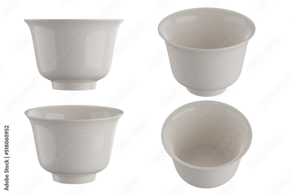 white ceramic bowl on white background. 3D rendering white ceramic bowl on white background. 3D rendering