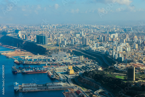 Panoramic View to the Oran Port on the Coastline of Mediterranean Sea  Algeria