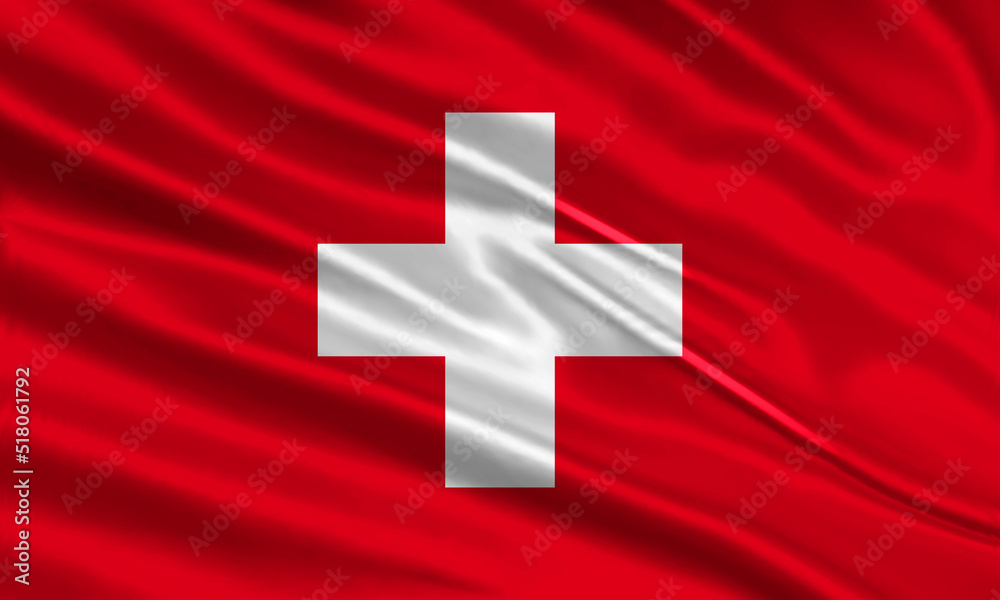 Switzerland flag design. Waving Swiss flag made of satin or silk fabric. Vector Illustration. Switzerland flag design. Waving Swiss flag made of satin or silk fabric. Vector Illustration.