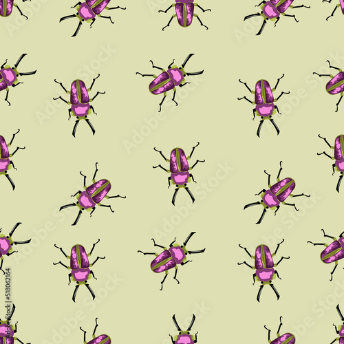 Bright colored seamless pattern with cute red beetle © tatianastulbo