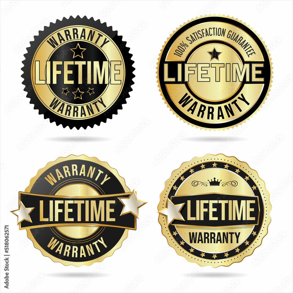 Collection of customer satisfaction warranty guaranteed gold and black badges Collection of customer satisfaction warranty guaranteed gold and black badges