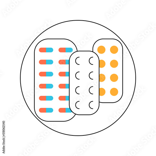 Round template pharmacy icon, medicament and pharmaceutical symbol