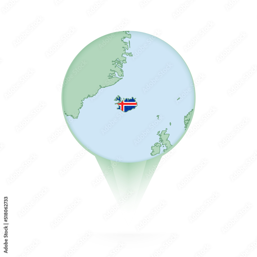 Iceland map, stylish location icon with Iceland map and flag. Iceland map, stylish location icon with Iceland map and flag.