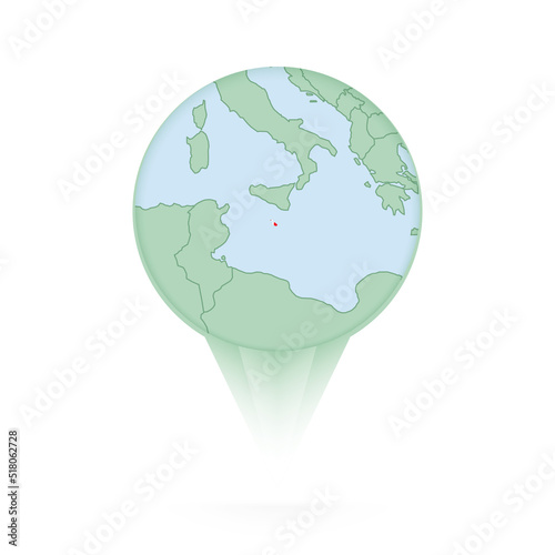 Malta map, stylish location icon with Malta map and flag.