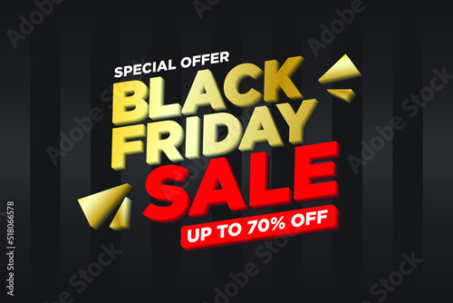 Black Friday Sale Web Banner Design Template. Horizontal banner, poster, header website. vector illustration
