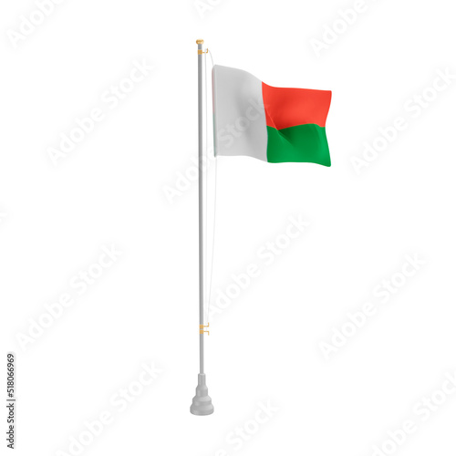 3d illustration flag of Madagascar