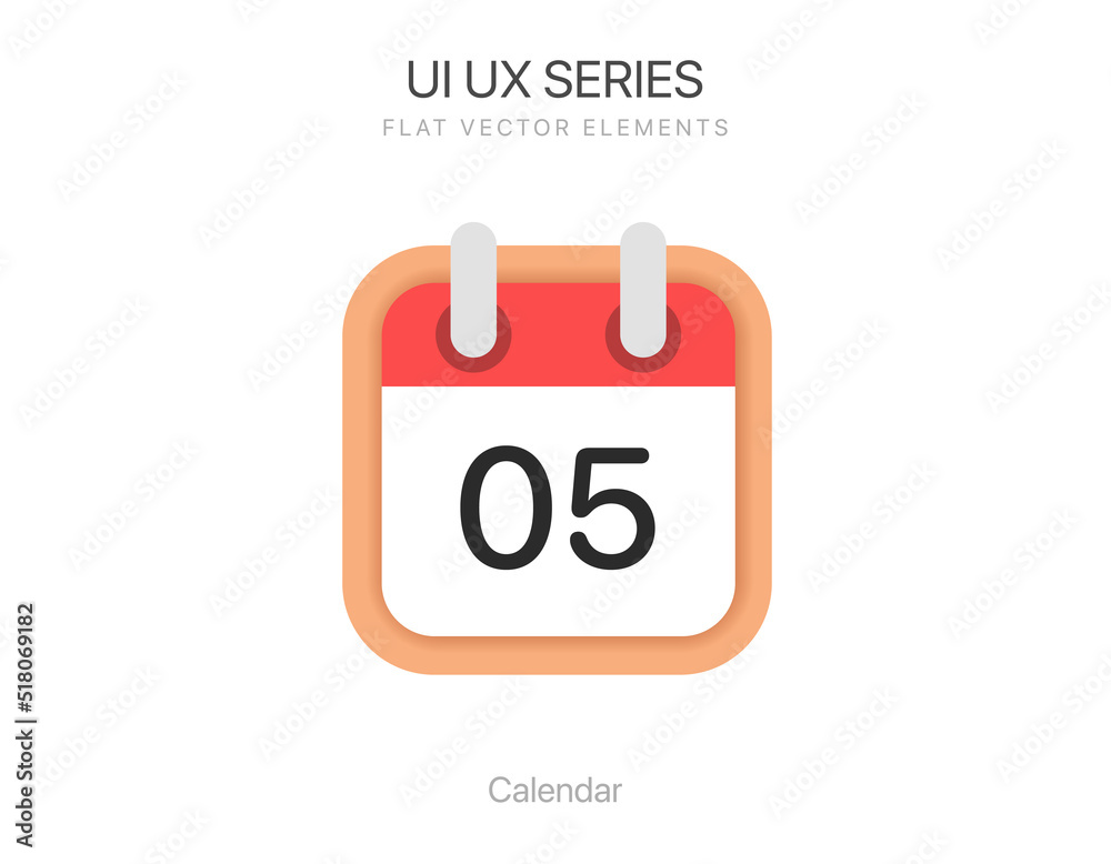 Minimal calendar symbol with day 5. Planning calendar icon for UI, mobile app, business, website. Minimal calendar symbol with day 5. Planning calendar icon for UI, mobile app, business, website.