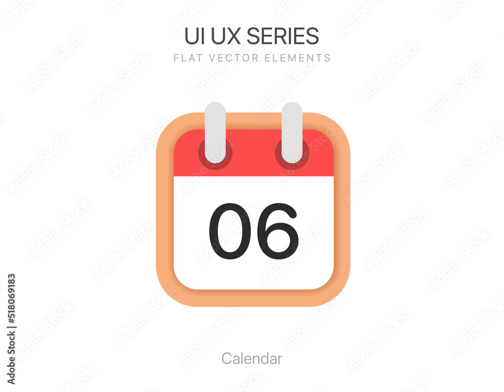 Minimal calendar symbol with day 6. Planning calendar icon for UI, mobile app, business, website. Minimal calendar symbol with day 6. Planning calendar icon for UI, mobile app, business, website.