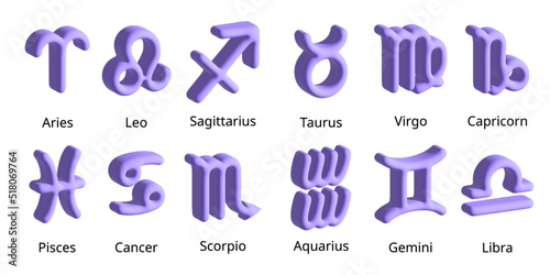 3d icon horoscope astrology puffy cute 