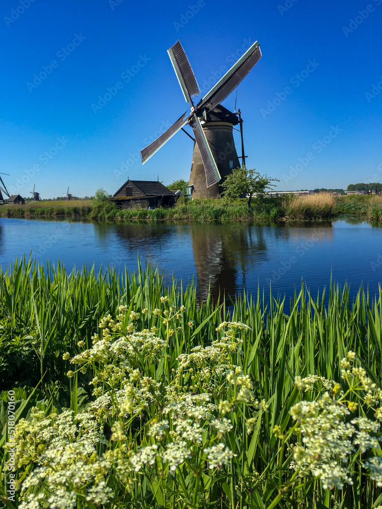 Traditional dutch windmill in the country