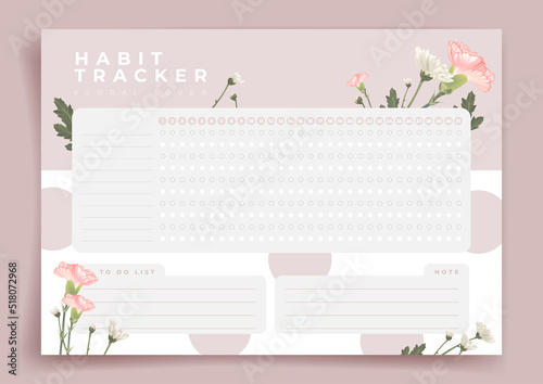 Habit tracker. Monthly planner. Monthly planner habit tracker blank template. Vector illustration. Minimal style. Clean style. Daily to do.