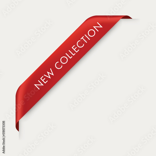 New tag ribbon and banner vector. New collection badge design for digital marketing web. 3d banner illustration vector design.