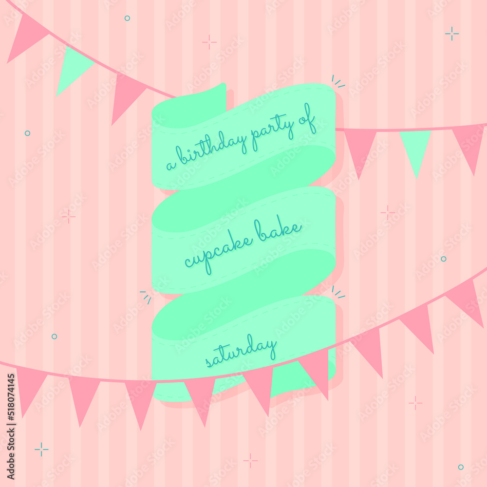 Lettering card invitation. Decoration vector illustration design for cupcake party.