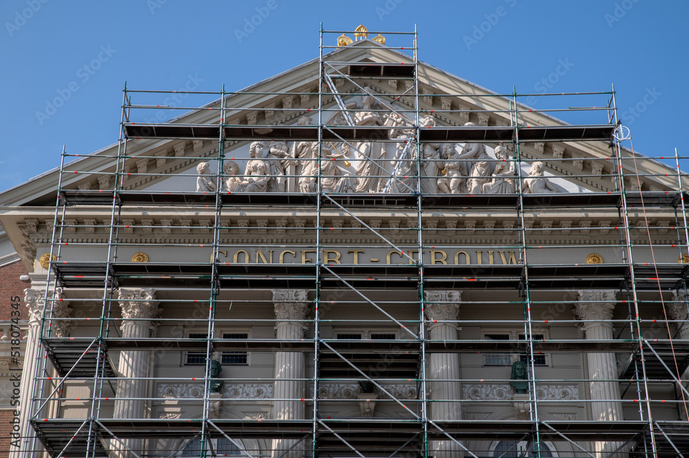 Close Up Scaffolds At The Concertgebouw Building At Amsterdam The Netherlands 23-4-2022
