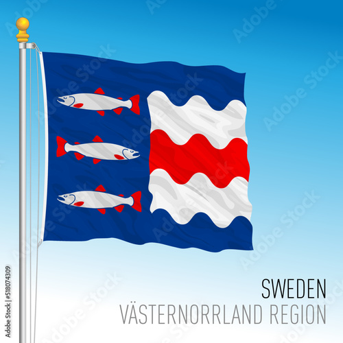 Vasternorrland county regional flag, Kingdom of Sweden, vector illustration photo