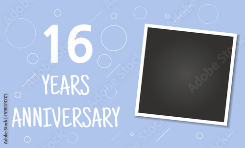 16 years anniversary photo frame card.