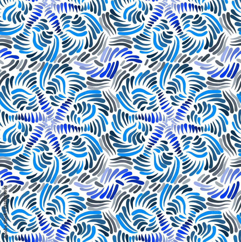Obraz premium Abstract floral pattern in blue tones on a white background. Seamless pattern.