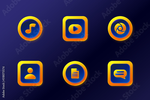 Gradient smartphone icon blue yellow color set