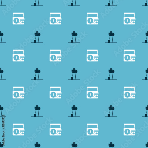 Set Antenna and News on radio channel on seamless pattern. Vector