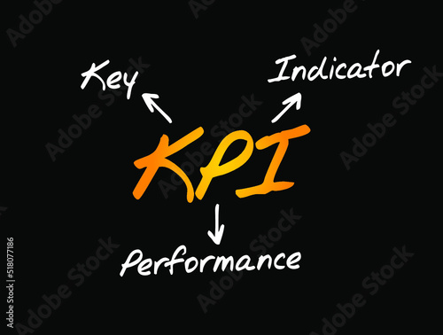 KPI Key Performance Indicator - type of performance measurement, evaluate the success of an organization or of a particular activity in which it engages, acronym text concept 