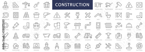 Foto Construction thin line icons set