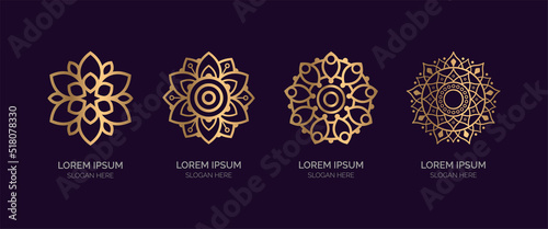 Set of golden mandala logo collection