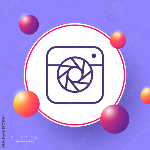 Camera line icon. Creative occupation, take pictures, photo, image, shutter, objective, hobby, work, photographer, lens, capture the moment. Art concept. Vector line icon for Business and Advertising