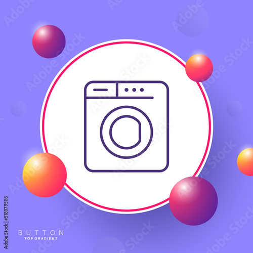 Washing machine line icon. Household appliances, wash, dirty laundry, bed sheets, linen, bedclothes, water, powder, soap, clothes. Technology concept. Vector line icon for Business and Advertising