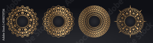 Set of modern golden mandala collection