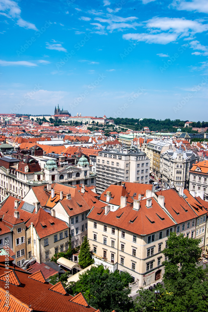 Beautiful panoramic view of the old town of Prague, Czech Republic, 