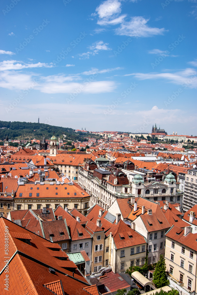 Beautiful panoramic view of the old town of Prague, Czech Republic, 