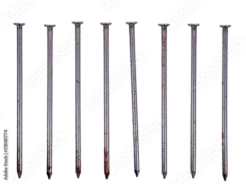 Old rusty nails isolated on white background