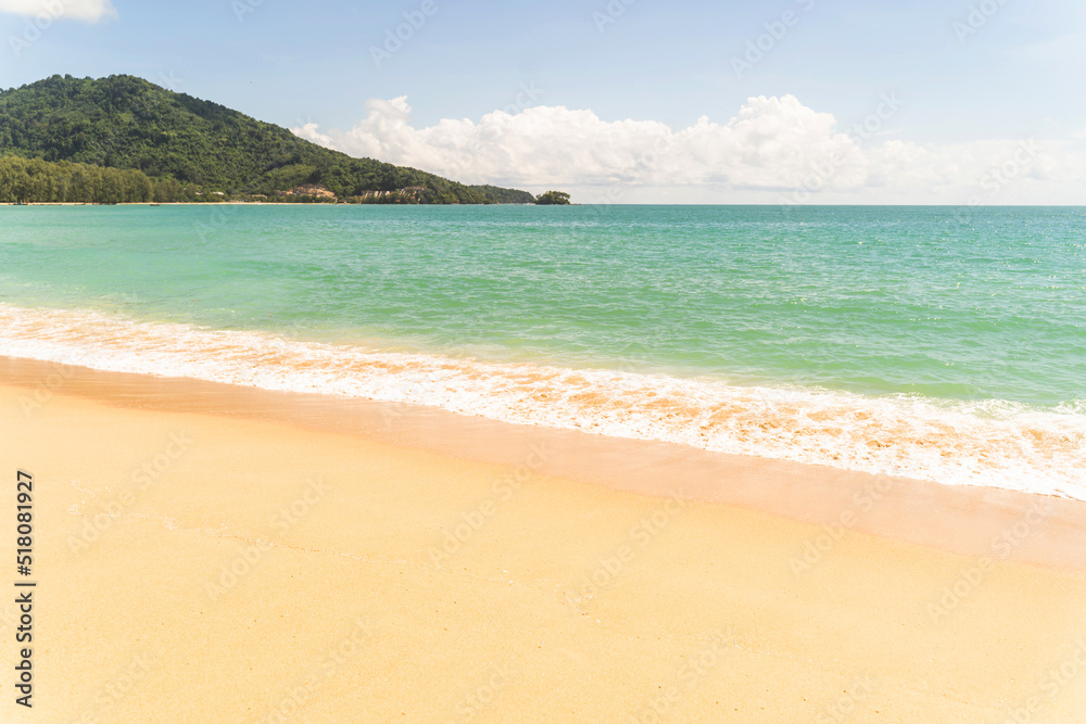 Background Naiyang beach, comfortable eyes, sunbathing, Phuket National Park, focus on Phuket, Thailand.