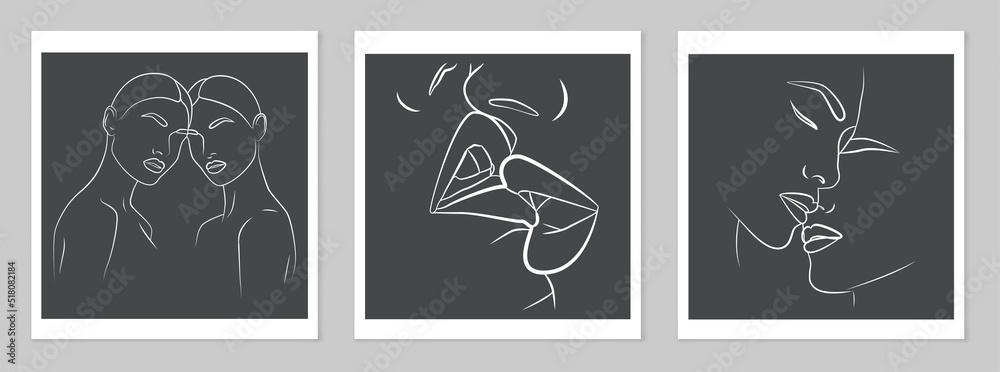 Modern minimalistic abstract aesthetic illustrations. Wall decor in bohemian style. Collection of modern art posters. Composition of simple figures.