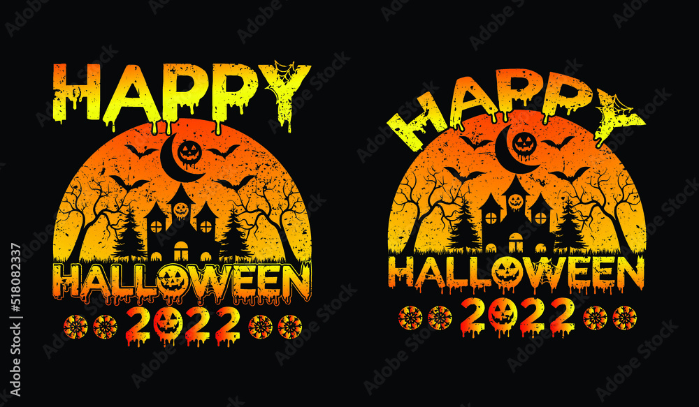 Happy Halloween 2022 background with pumpkins