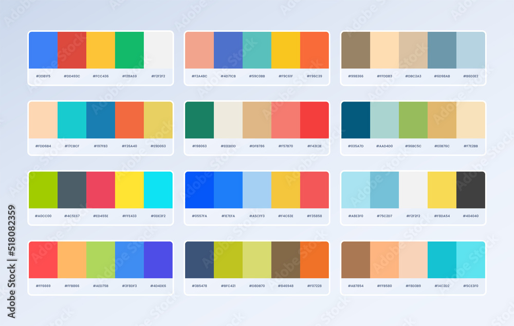 Vecteur Stock Vibrant and bright color palette combination in rgb hex.  neumorphic style color palette for ui ux design | Adobe Stock