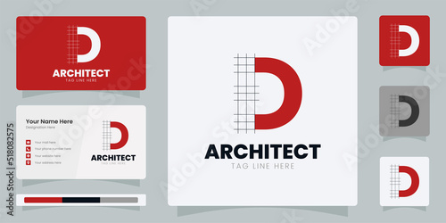 Initial letter d logo design architect monogram with line art d logo