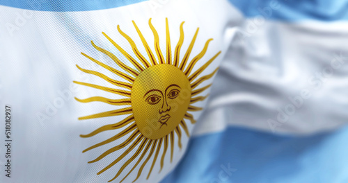 Fotografie Close-up view of the national flag of the Argentine Republic